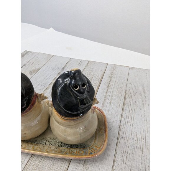 Snowmen Vintage Look Salt and Pepper Shakers with Tray 4 1/2"Tall - Picture 6 of 9